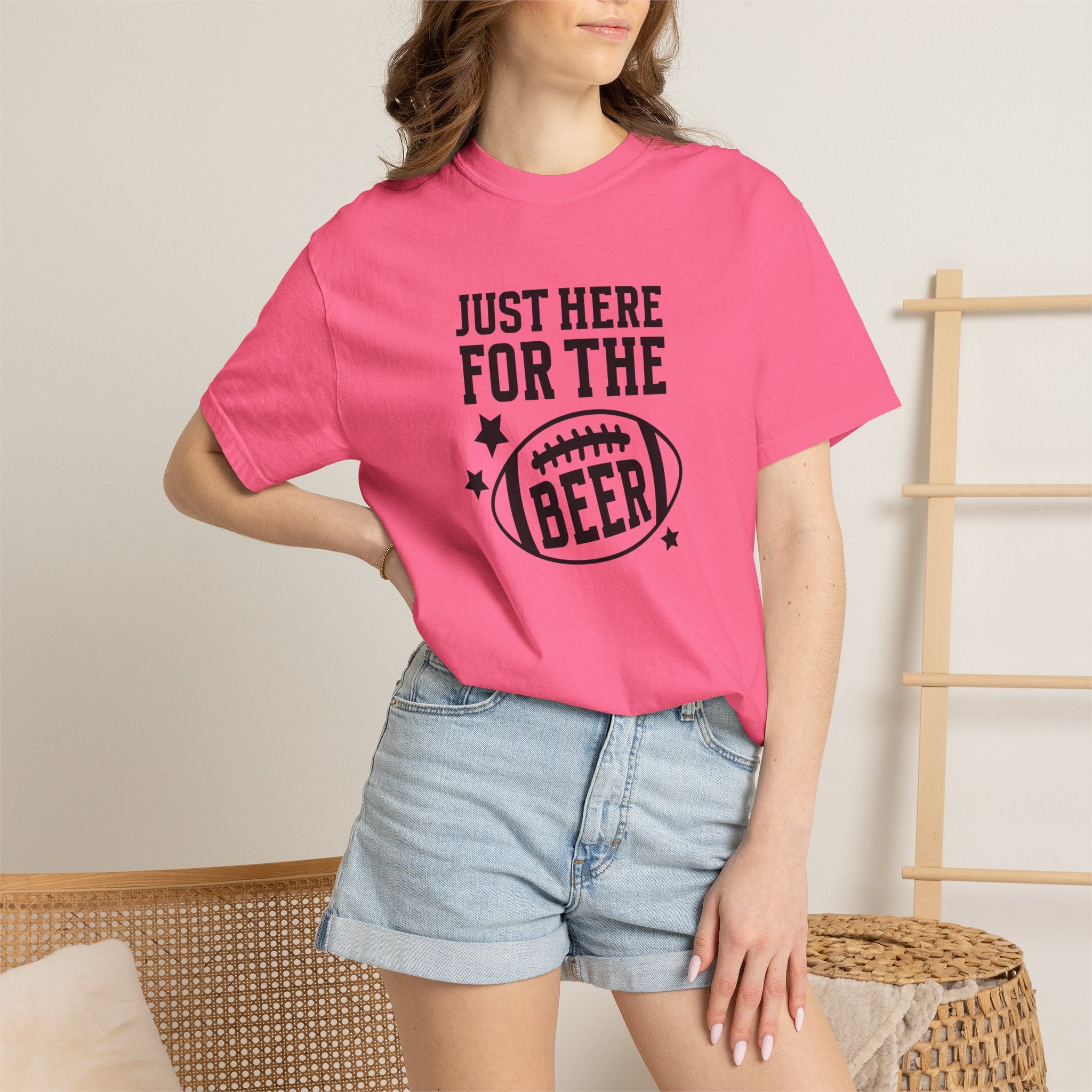 Just Here For The Beer, Funny Football Comfort Colors Tee