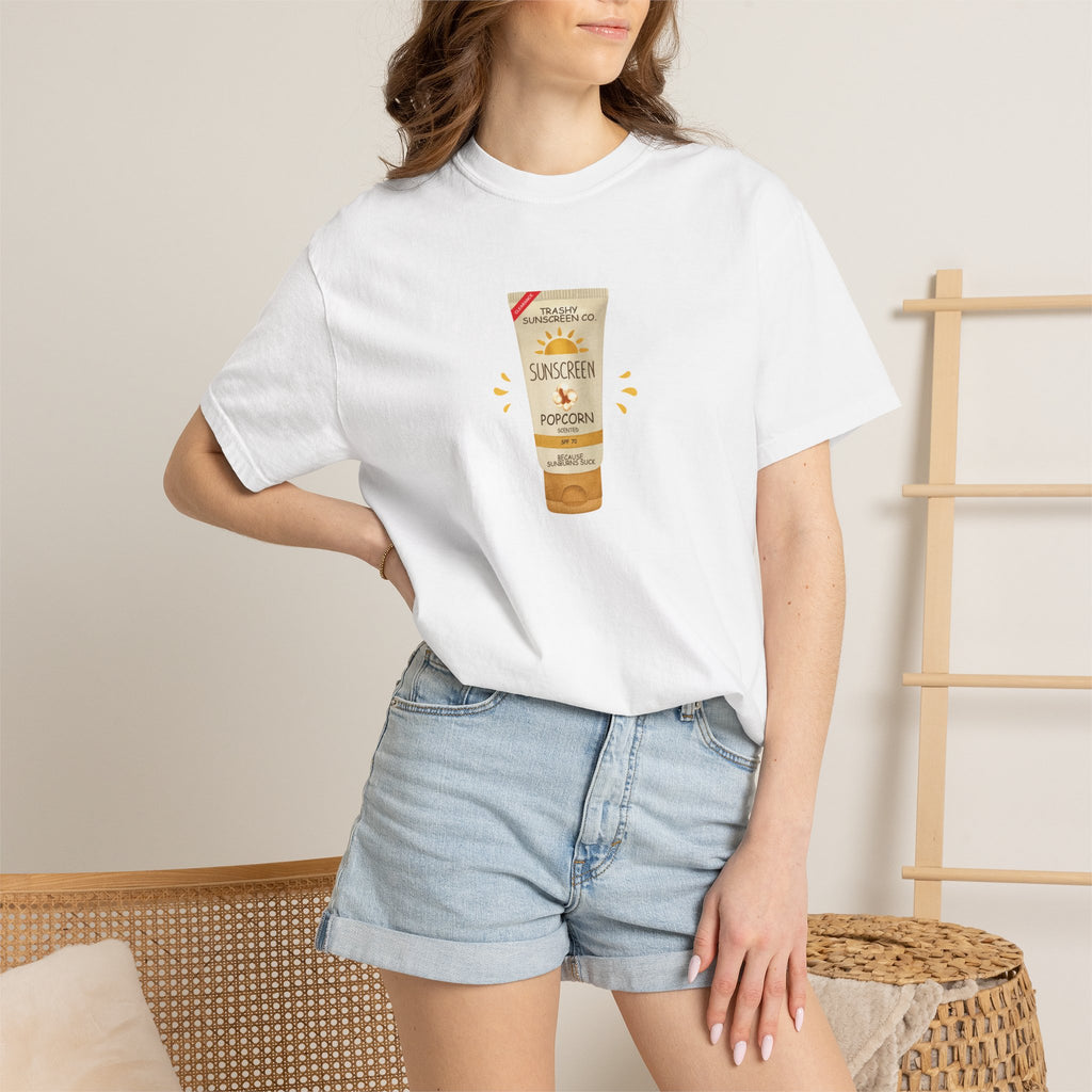 Popcorn Scented Sunscreen, Funny, Random Questionable Concepts Comfort Colors Tee