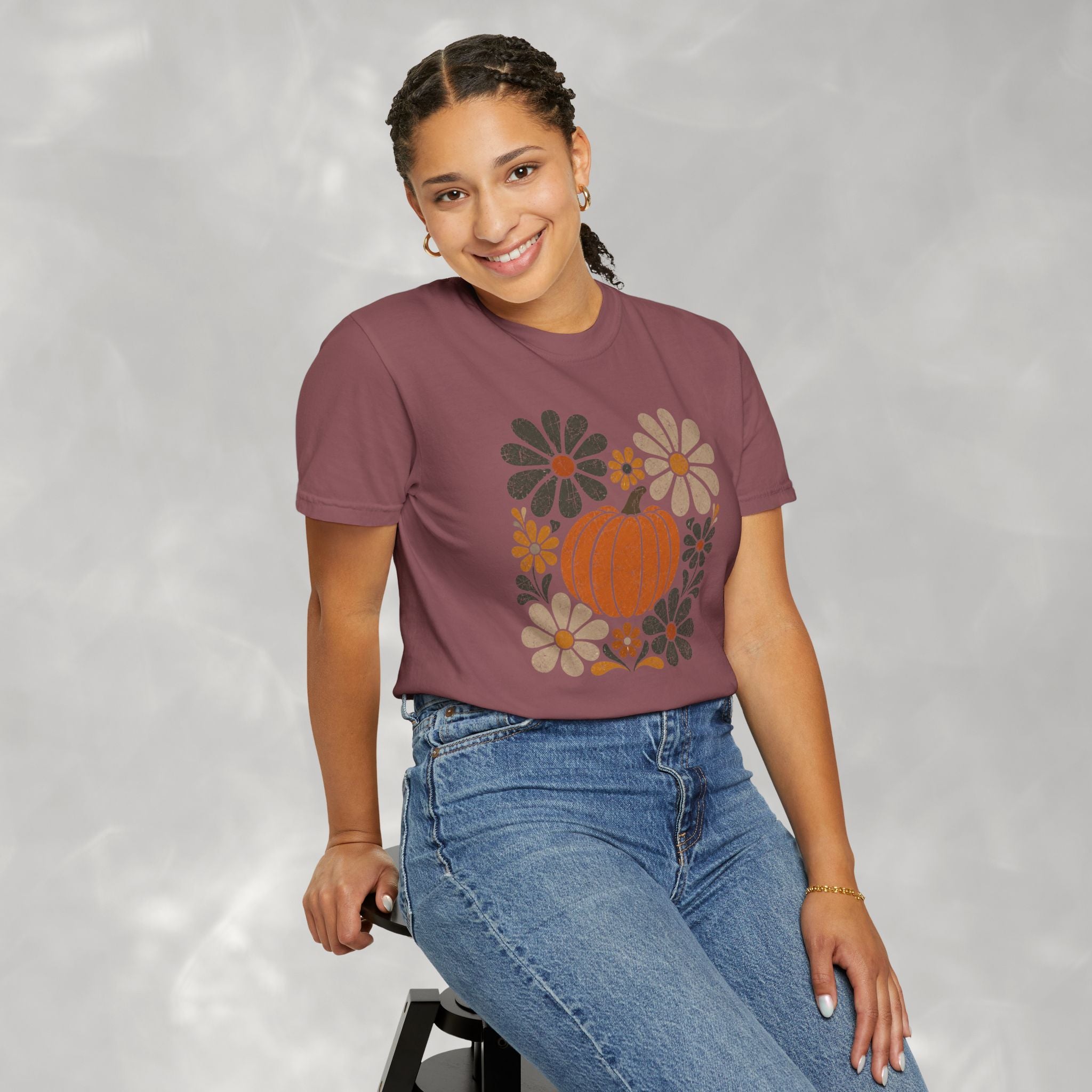 Retro Fall, Autumn Pumpkin Comfort Colors Tee