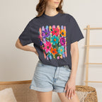 Boho Floral Stripes Comfort Colors Tee