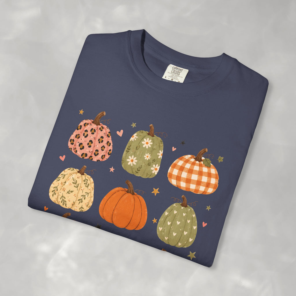 Whimsical Autumn Pumpkins Comfort Color Garment-Dyed T-shirt for Fall, Thanksgiving