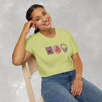 Cute Halloween Spooky Stamps with Cat, Jack-O-Lanter, Skeleton, Gildan Unisex Softstyle T-Shirt