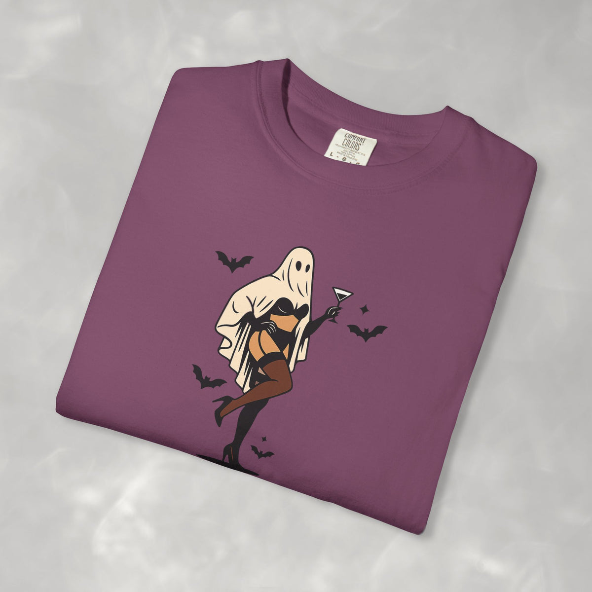 Spooky Retro Ghost Babe Unisex Comfort Colors Tee