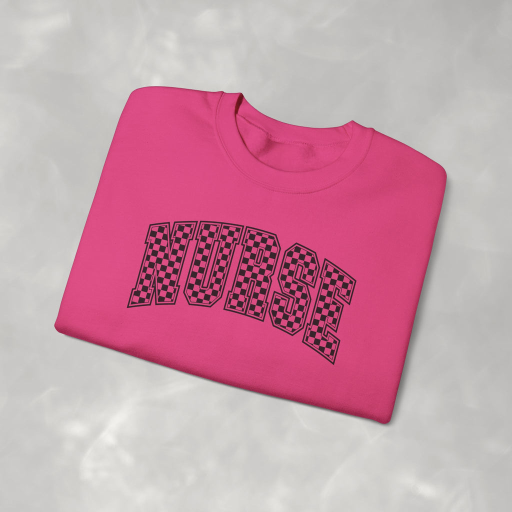 Nurse Checkered Gildan Unisex Heavy Blend™ Crewneck Sweatshirt for RN, LPN, GN, Nursing Students