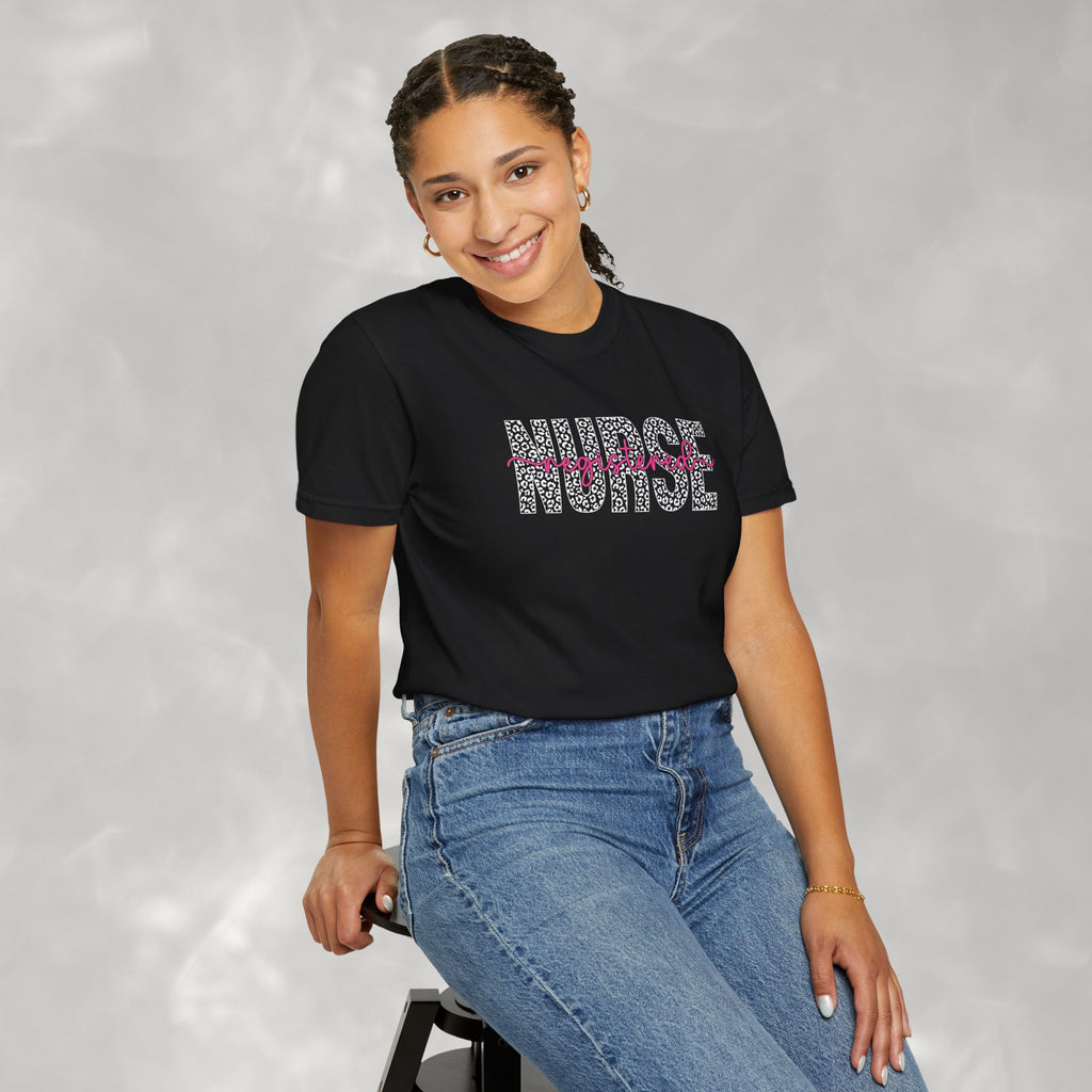 Registered Nurse Leopard Print Comfort Colors Unisex Garment-Dyed T-shirt