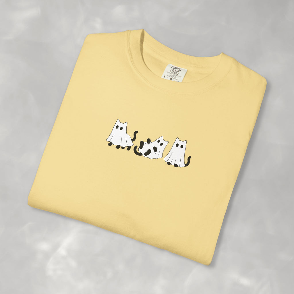 Cute Black Cat Ghosts, Haunted Kitties Halloween Comfort Colors Tee