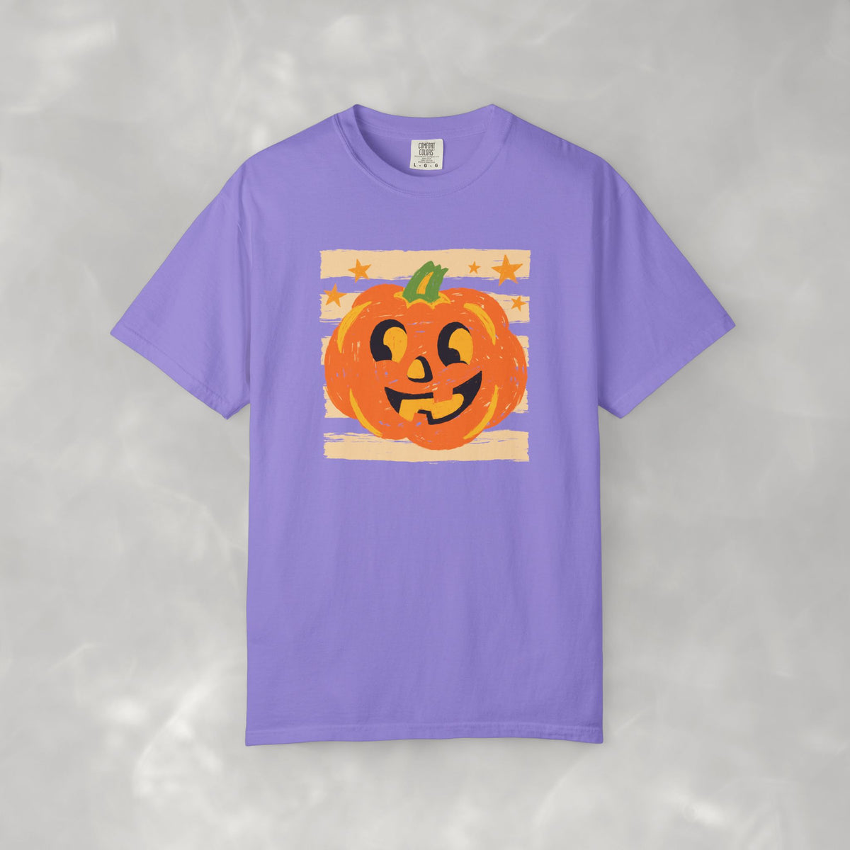 Happy Jack-O-Lantern, Striped Halloween Comfort Colors Unisex Garment-Dyed T-shirt