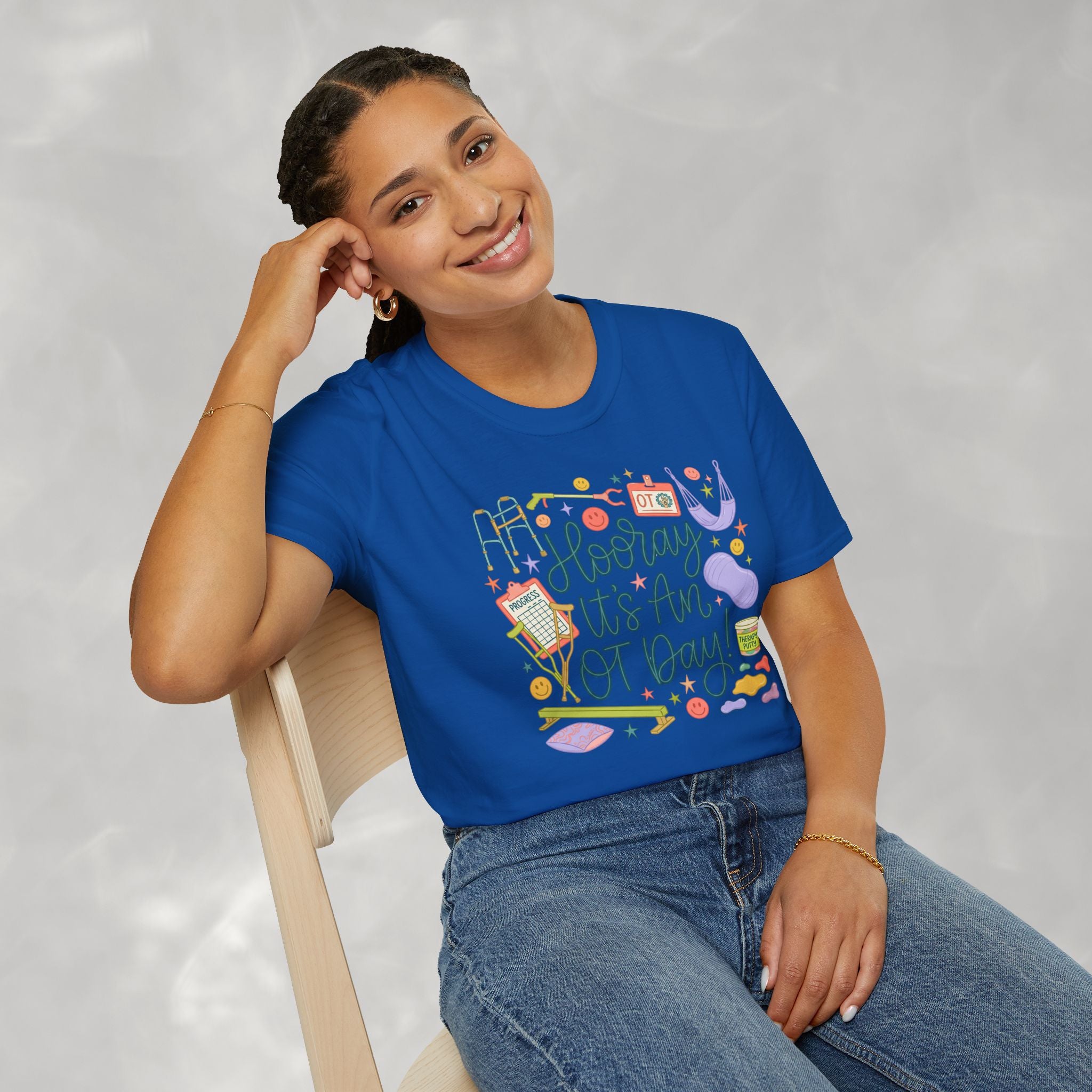 Hooray It's an OT Day, Cute, Playful, Pediatric Occupational Therapy, OTR, COTA Gildan Unisex Softstyle T-Shirt