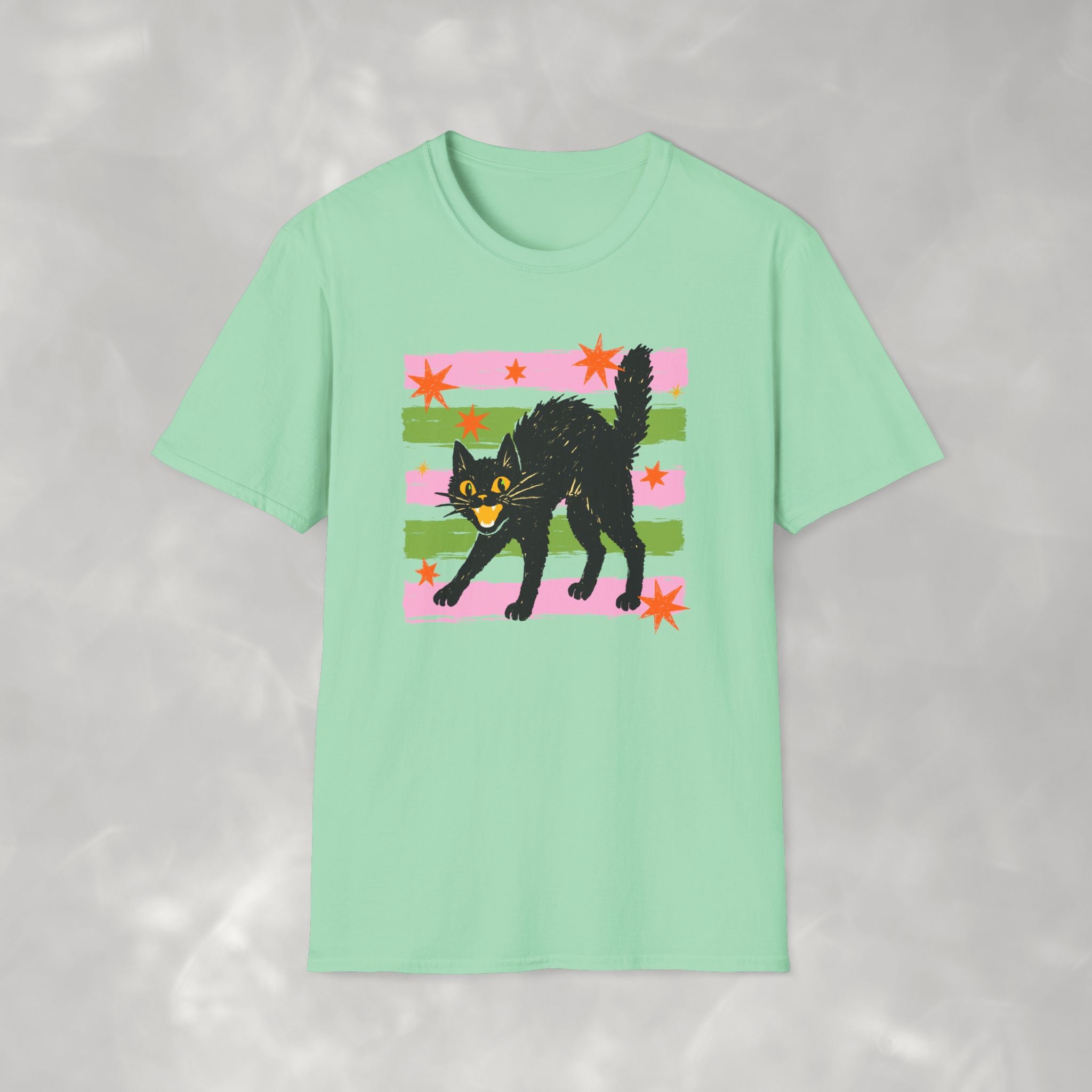Spooky, Cute Black Cat, Halloween Gildan Unisex Softstyle T-Shirt