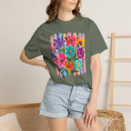 Boho Floral Stripes Comfort Colors Tee