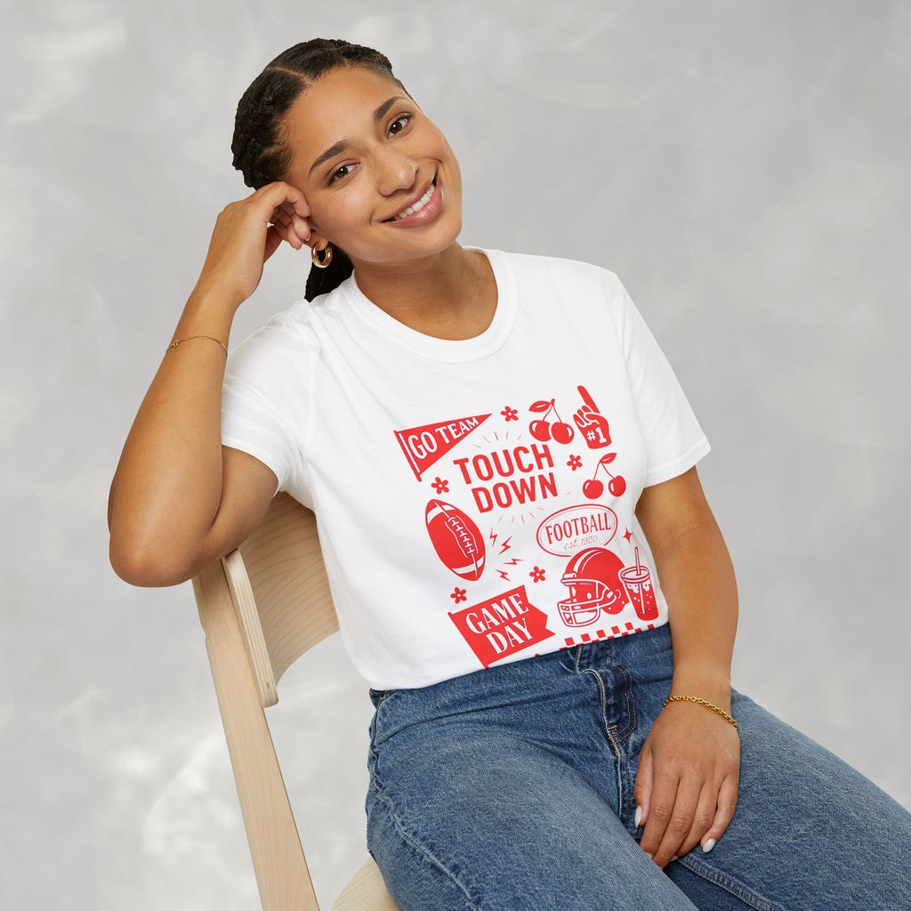 Football Season, Touchdown, Gameday, Cute Gildan Unisex Softstyle T-Shirt