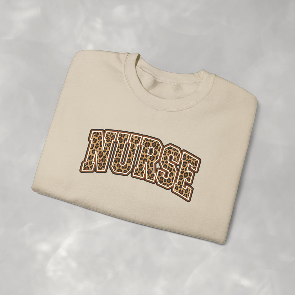 Leopard Print Varsity Nurse Gildan Unisex Heavy Blend™ Crewneck Sweatshirt
