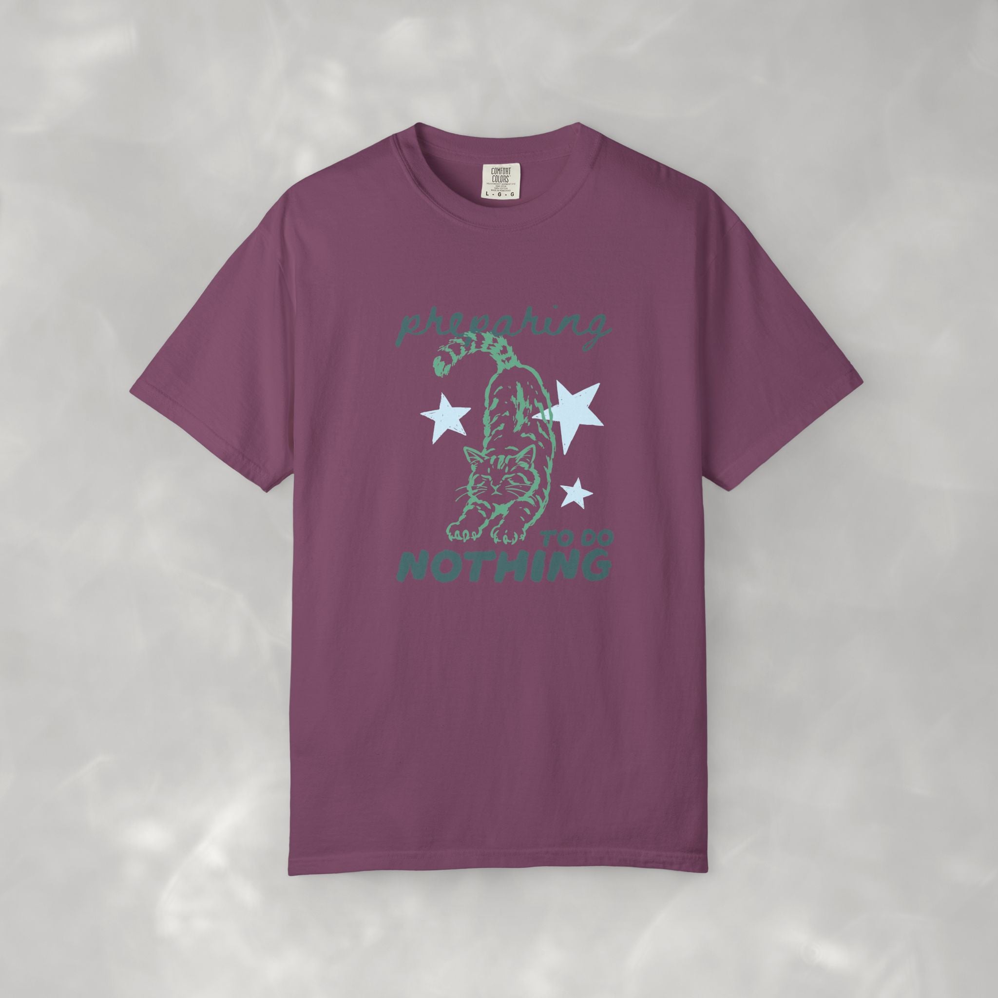 Preparing to do Nothing, Funny, Cute, Cat Lover Comfort Colors Tee