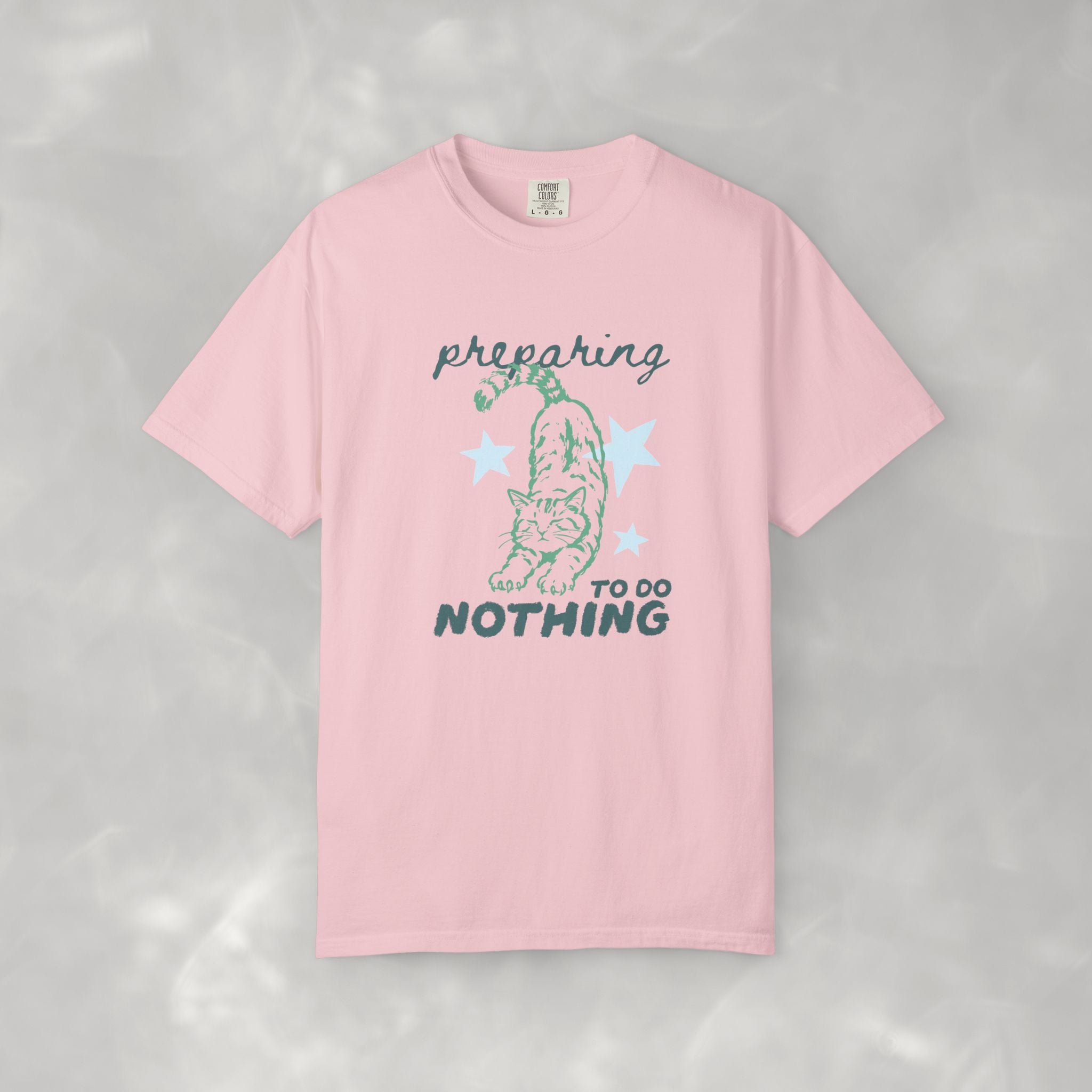 Preparing to do Nothing, Funny, Cute, Cat Lover Comfort Colors Tee