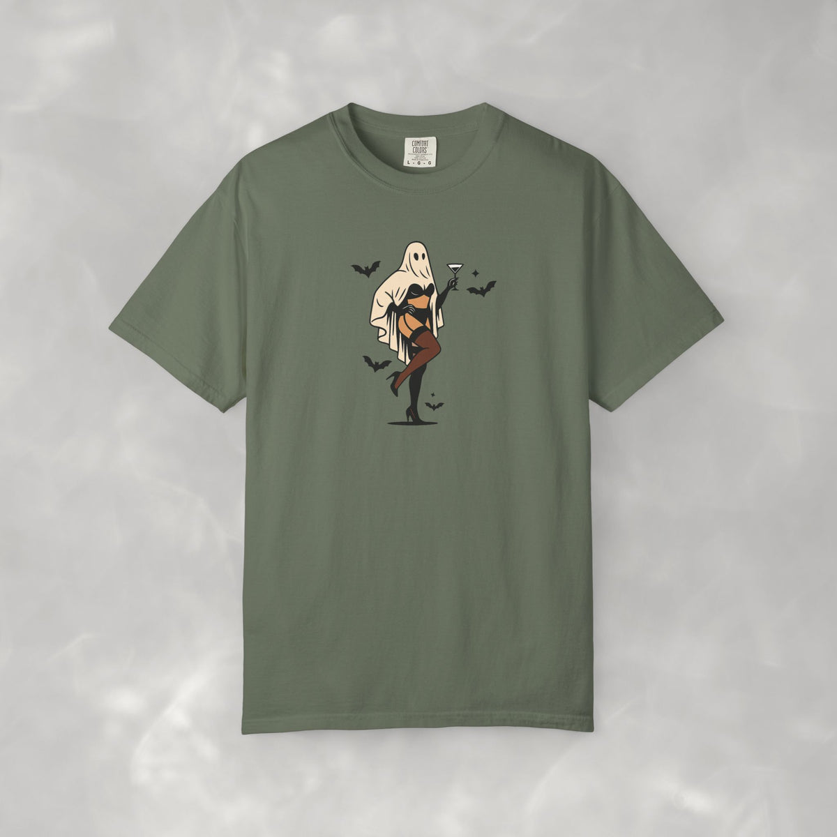 Spooky Retro Ghost Babe Unisex Comfort Colors Tee
