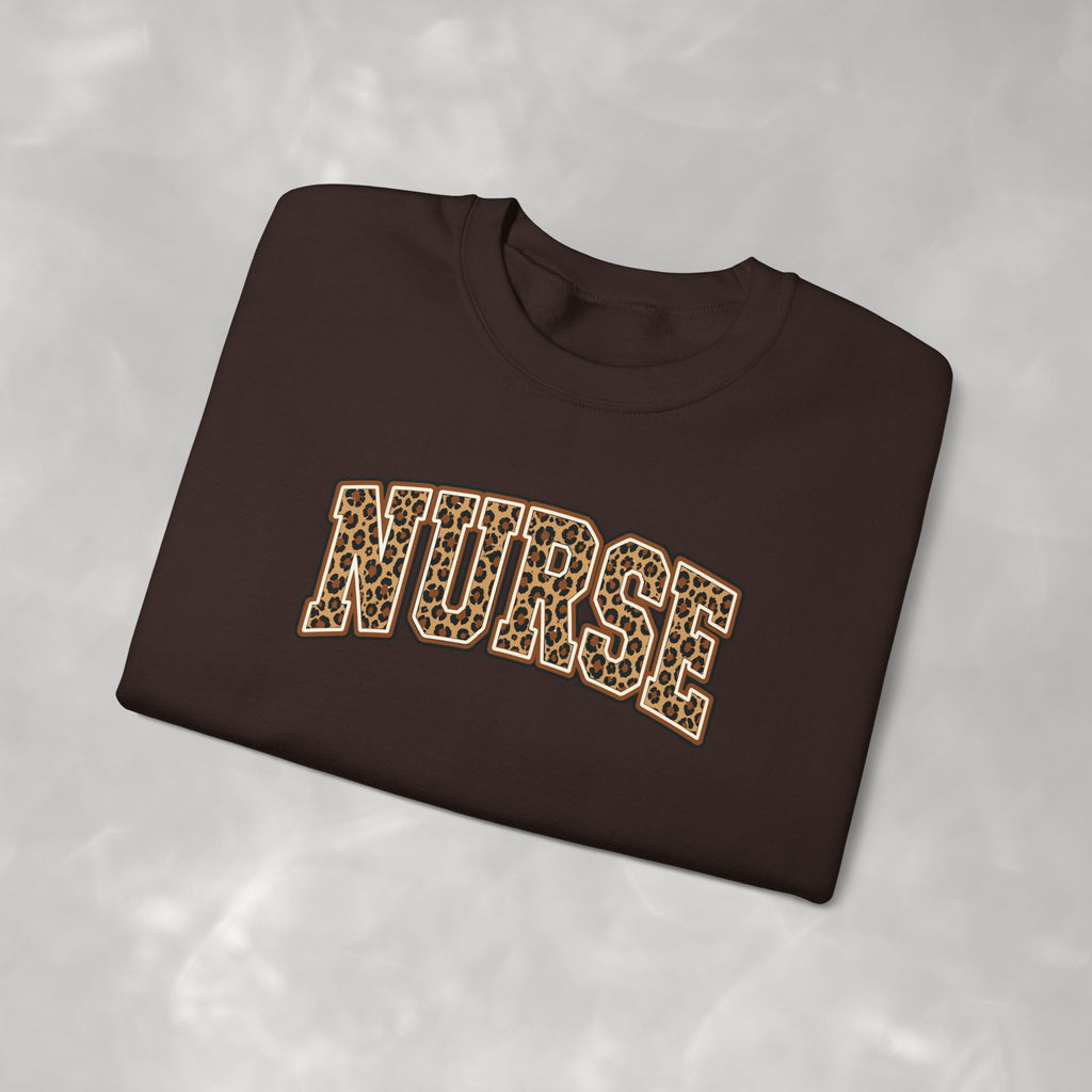 Leopard Print Varsity Nurse Gildan Unisex Heavy Blend™ Crewneck Sweatshirt