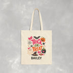 Personalized, Custom Trick-or-Treat, Halloween, Reusable Double-Sided Cotton Canvas Tote Bag for Girls