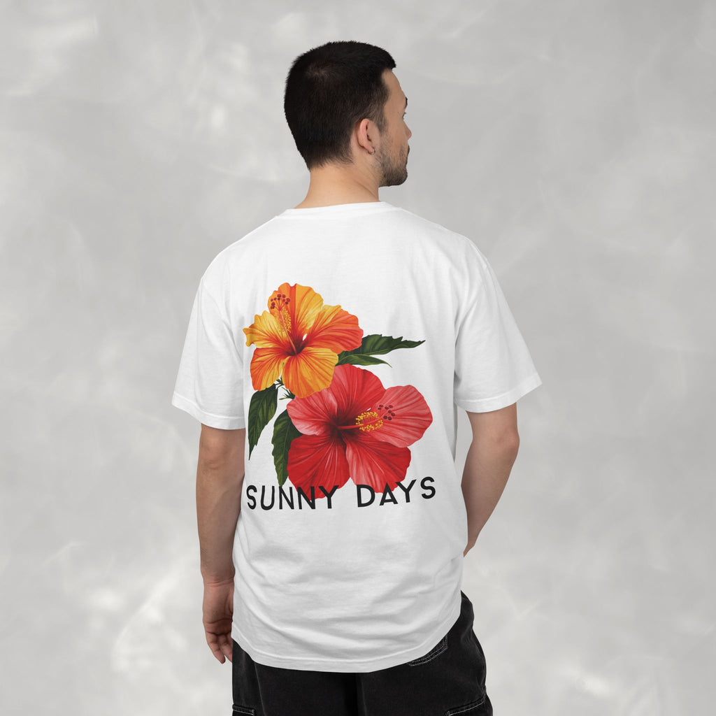 Sunny Days Hibiscus Unisex CC Tee, Summer Comfort Colors T-shirt for Men and Women