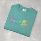 Colorful Rainbow Whimsical Varsity Registered Nurse Comfort Colors Unisex Garment-Dyed T-shirt