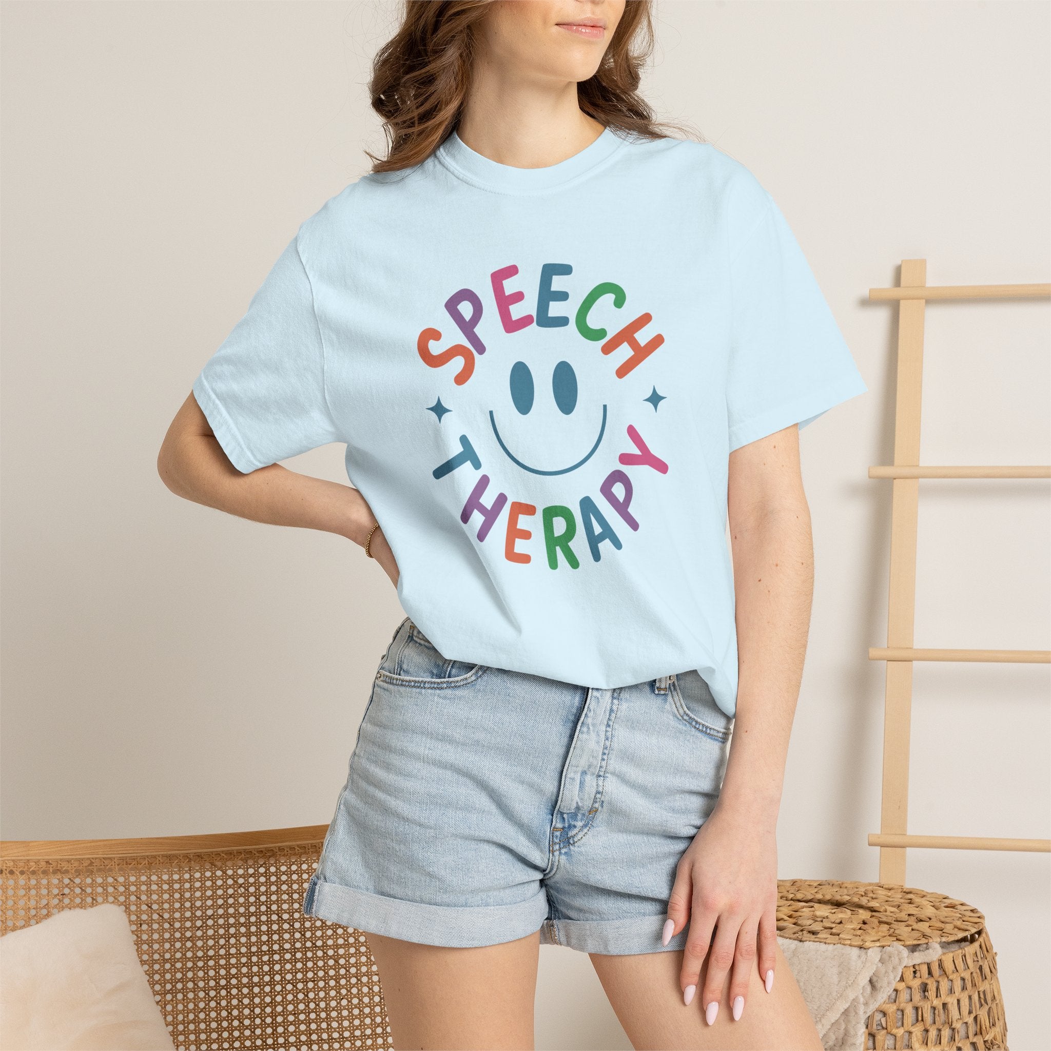 Speech Therapy, Cute Playful Smile, SLP, SLPA Comfort Colors Tee