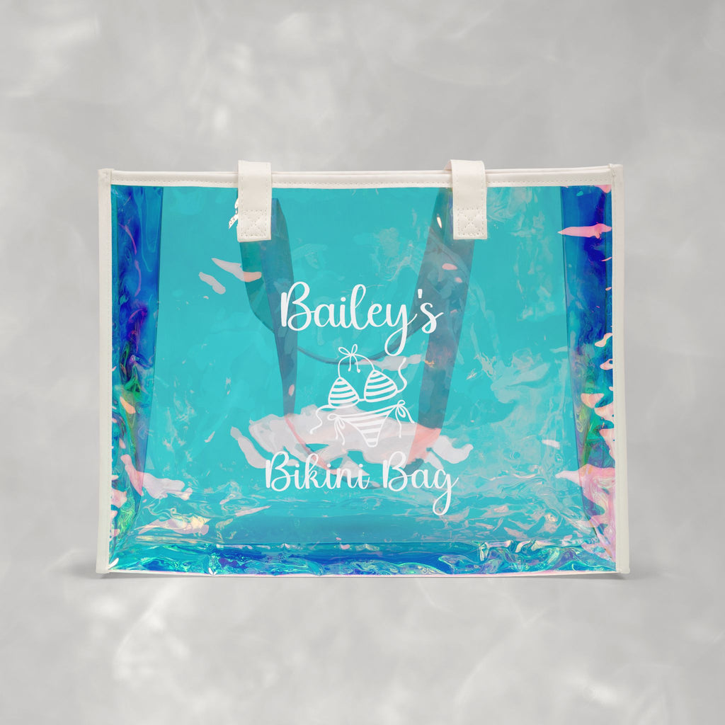Personalized Holographic Bikini Bag, Custom Beach Tote Bag