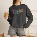 Colorful Rainbow Whimsical Varsity Registered Nurse Gildan Unisex Heavy Blend™ Crewneck Sweatshirt