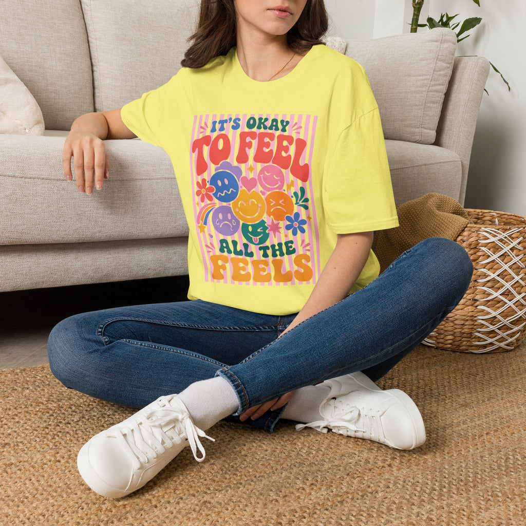 It's Okay to Feel All the Feels, Gildan Unisex Softstyle T-Shirt for OT, PT, Speech, School Therapists