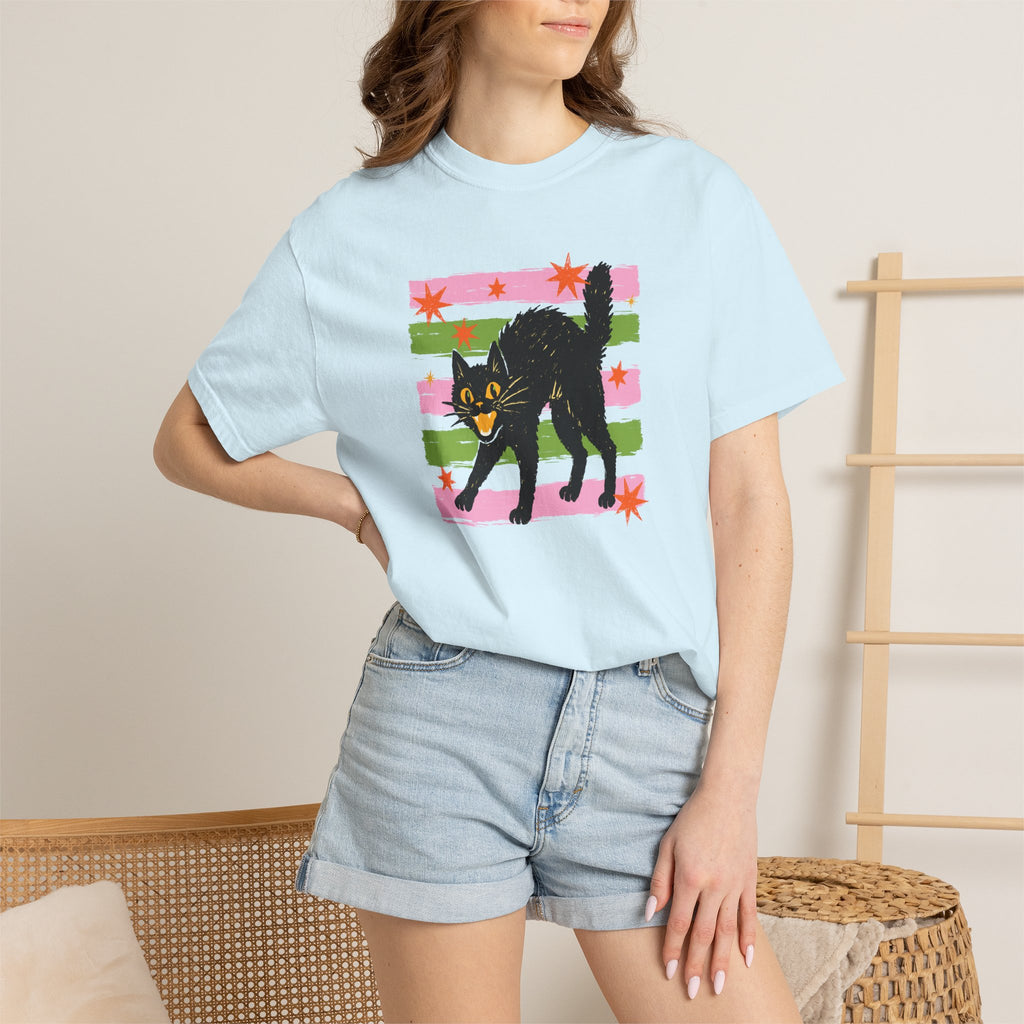 Spooky, Cute Black Cat, Halloween Comfort Colors Tee Unisex