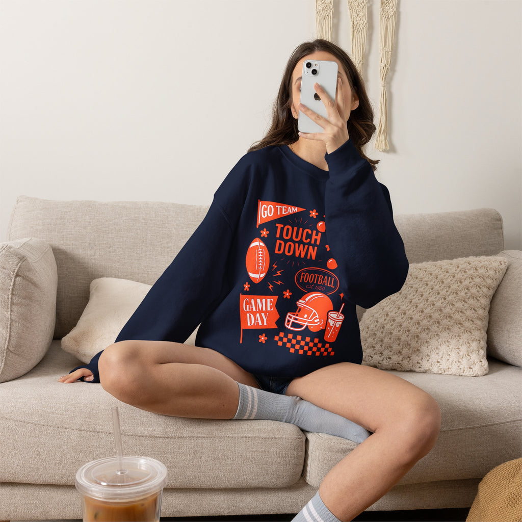 Football Season, Touchdown, Gameday, Cute Gildan Unisex Heavy Blend™ Crewneck Sweatshirt