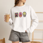 Cute Halloween Spooky Stamps with Cat, Jack-O-Lanter, Skeleton, Gildan Unisex Heavy Blend™ Crewneck Sweatshirt