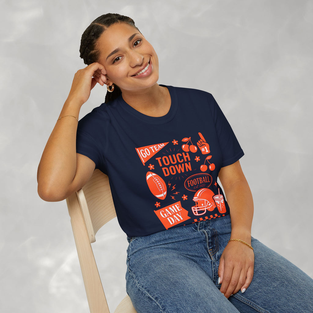 Football Season, Touchdown, Gameday, Cute Gildan Unisex Softstyle T-Shirt