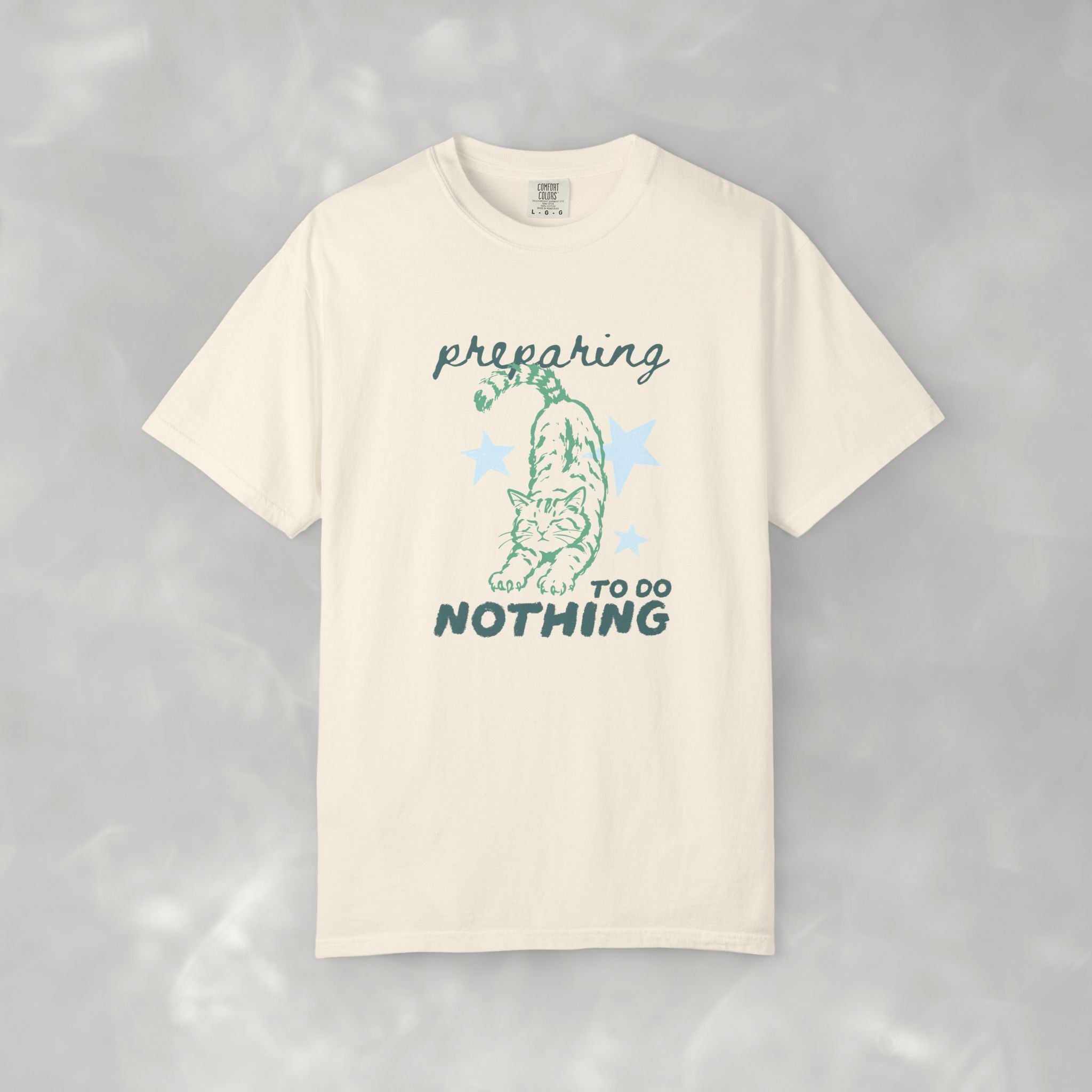 Preparing to do Nothing, Funny, Cute, Cat Lover Comfort Colors Tee