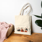 Cute Black Cats Playing in Autumn Leaves Double-Sided Cotton Canvas Tote Bag