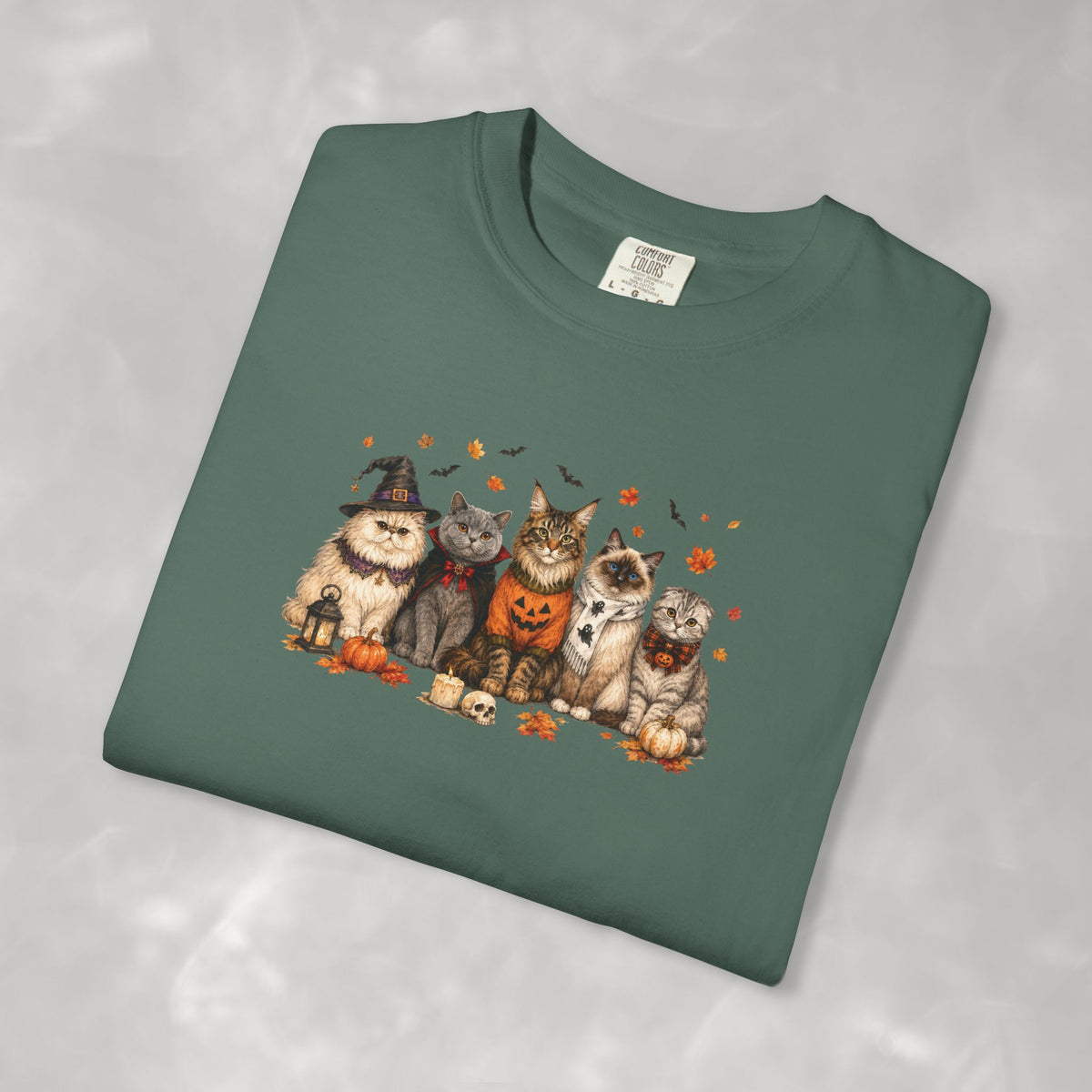 Retro Cats in Halloween Costumes Unisex Comfort Colors Tee