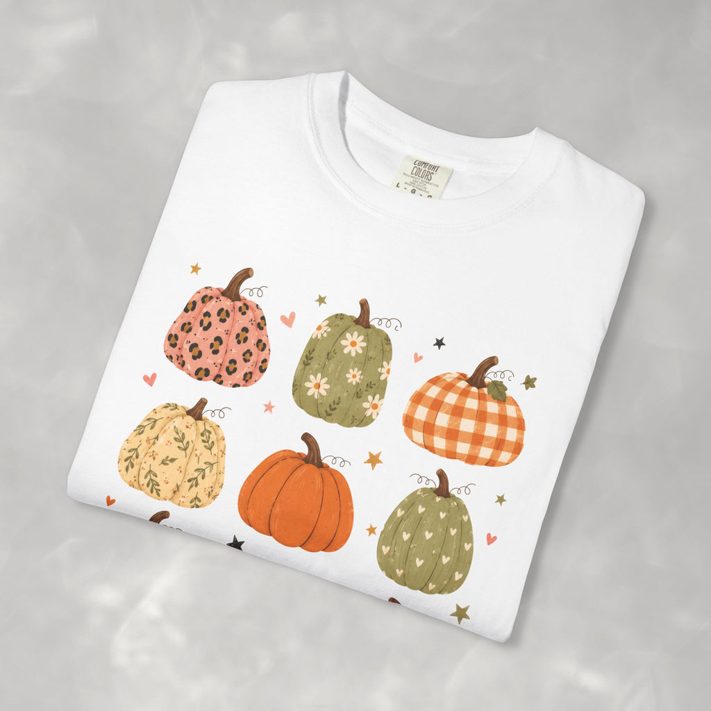 Whimsical Autumn Pumpkins Comfort Color Garment-Dyed T-shirt for Fall, Thanksgiving