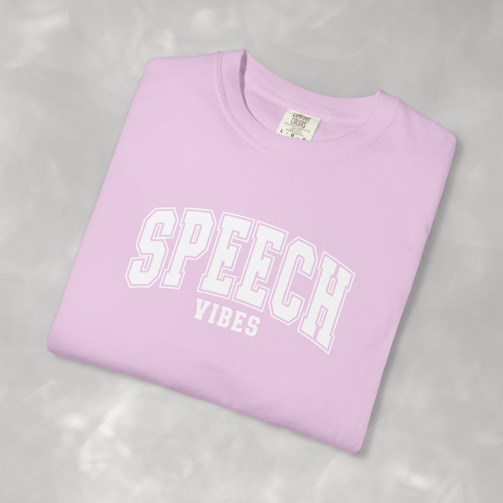 Speech Vibes, Unisex Comfort Colors Tee for SLP, SLPA, Speech Therapy