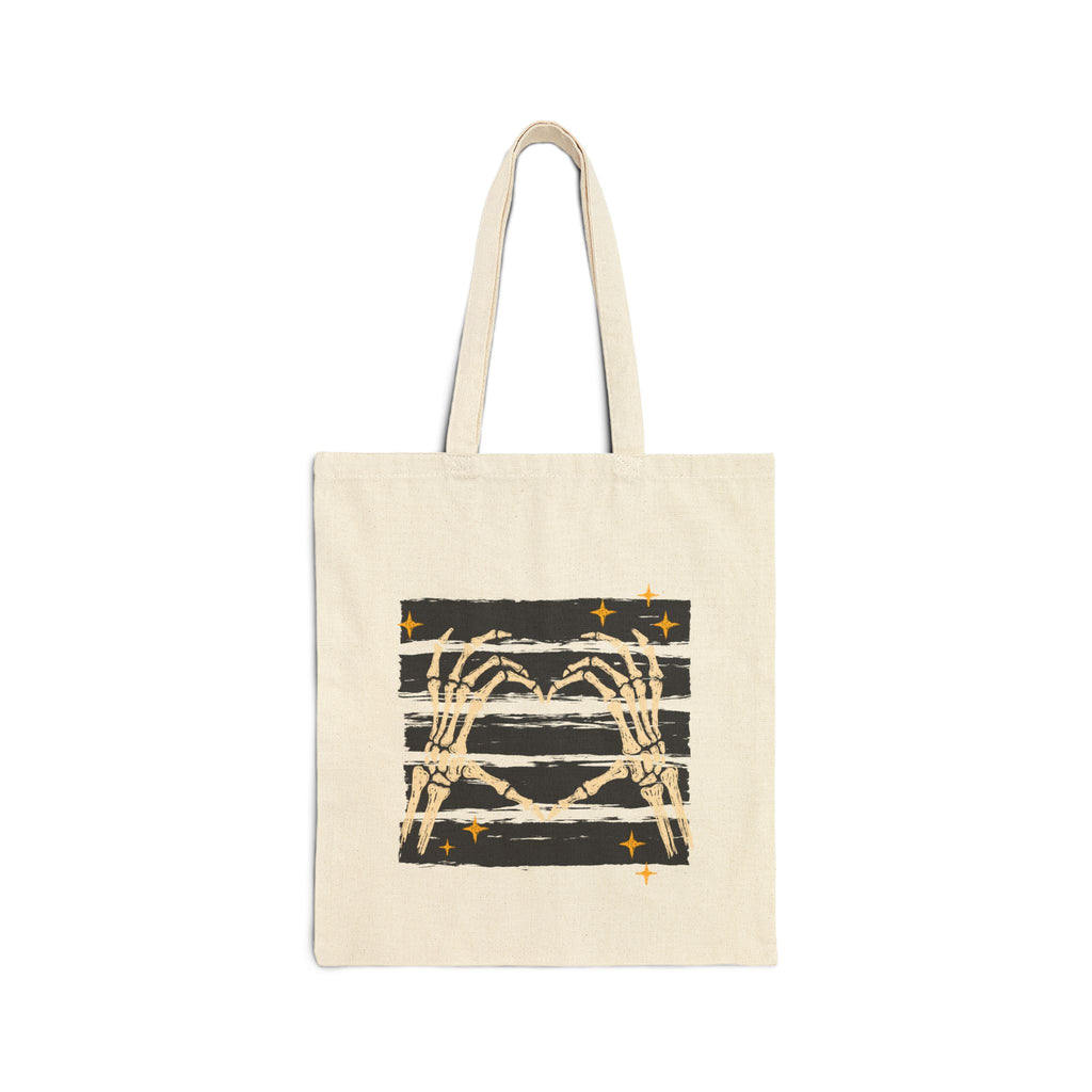 Spooky Skeleton Hands, Cute Halloween Double-Sided Cotton Canvas Tote Bag