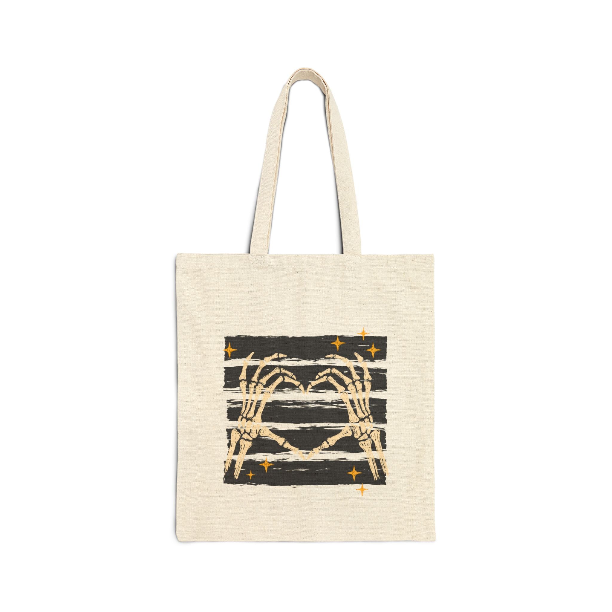 Spooky Skeleton Hands, Cute Halloween Double-Sided Cotton Canvas Tote Bag