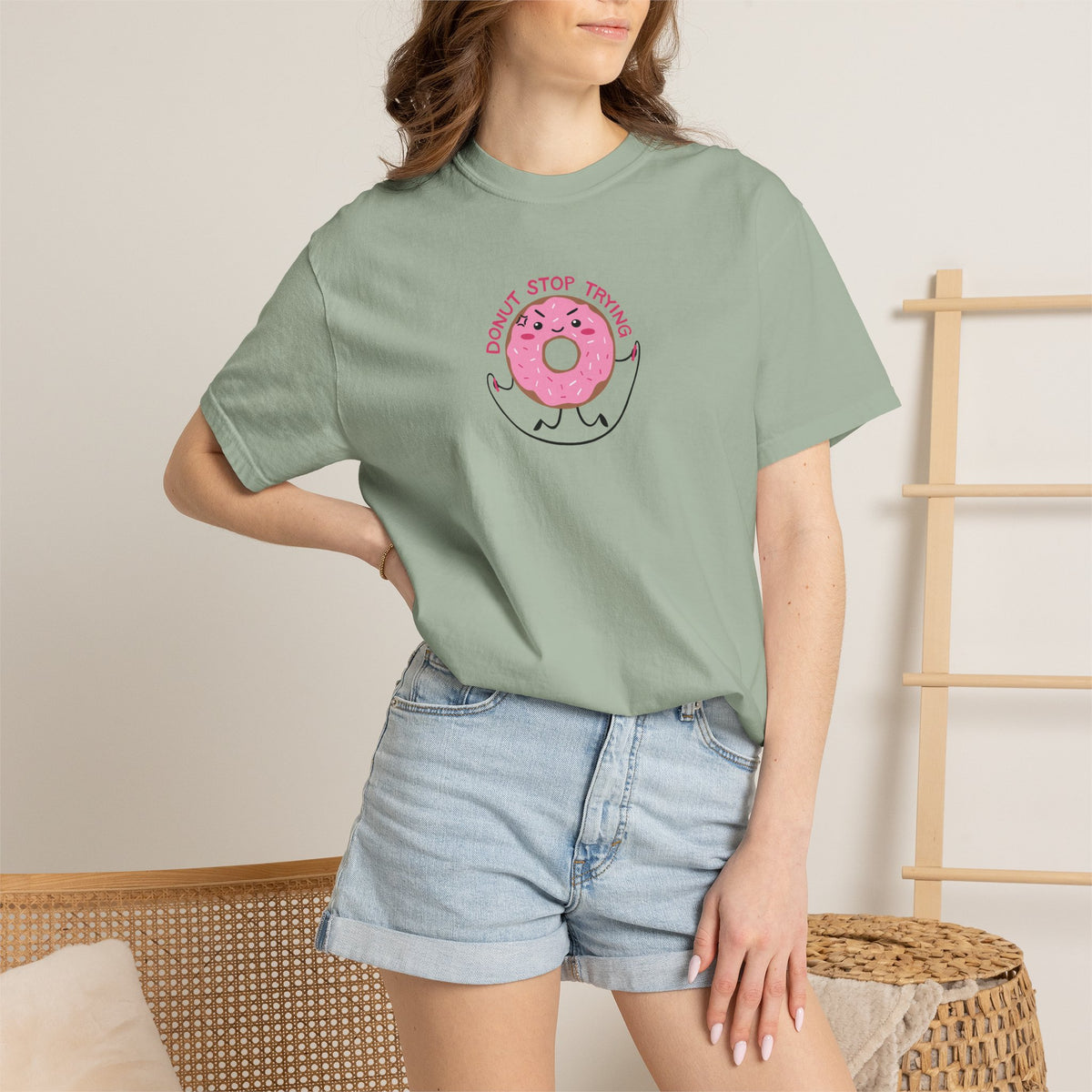 Donut Stop Trying, Funny Cute Motivational Unisex Comfort Colors Tee for OT, PT