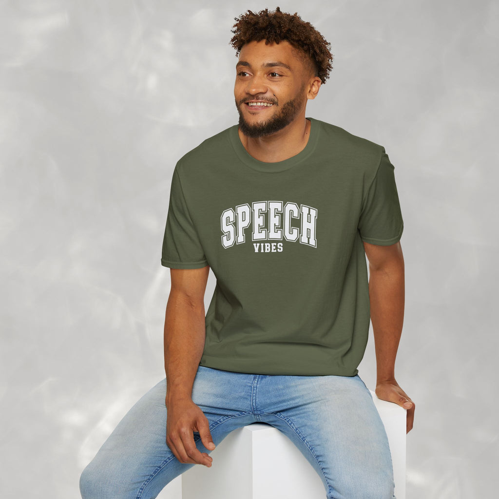 Speech Vibes Gildan Unisex Softstyle T-Shirt for SLP, SLPA, Speech Therapy