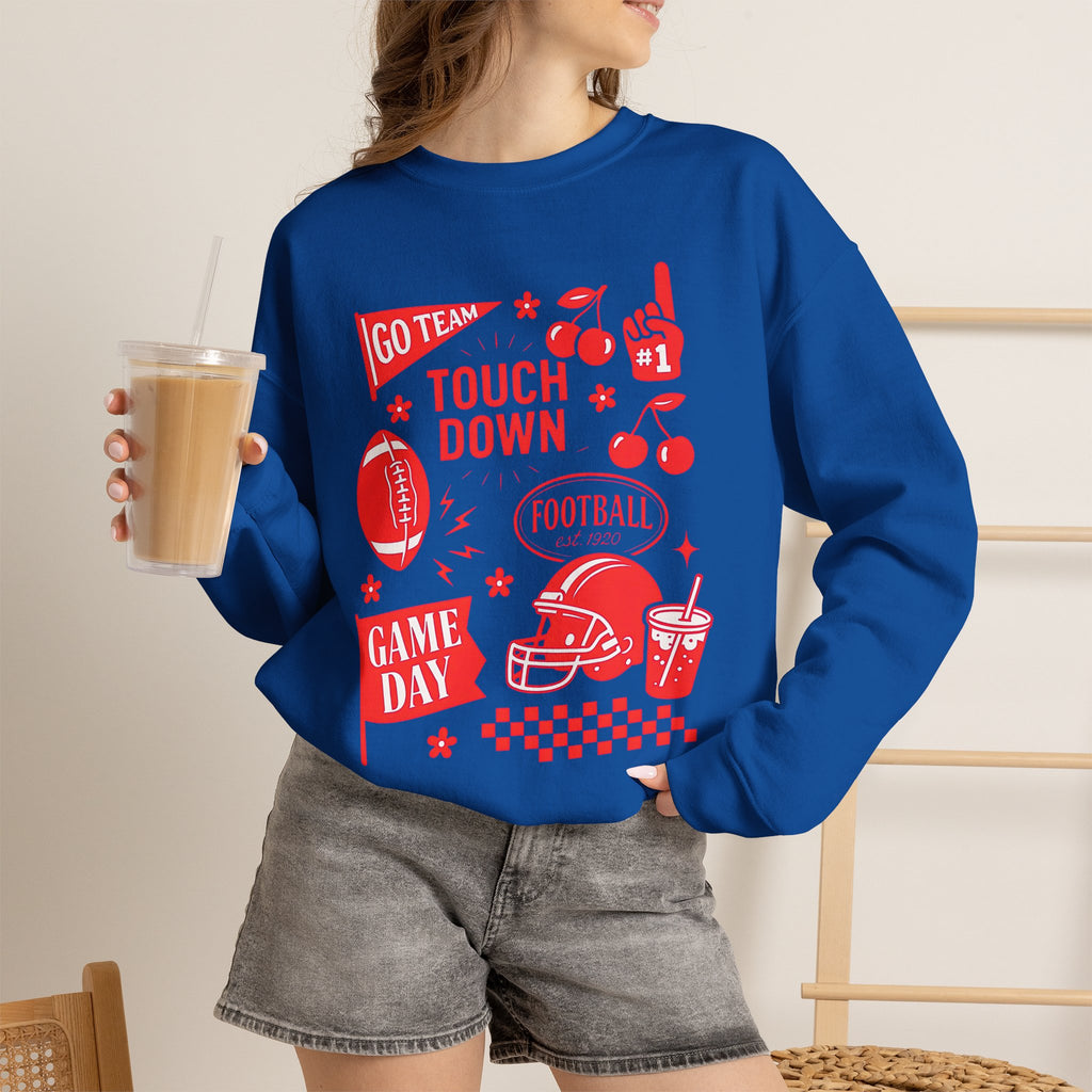 Football Season, Touchdown, Gameday, Cute Gildan Unisex Heavy Blend™ Crewneck Sweatshirt