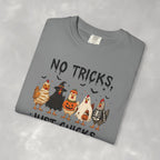 No Tricks Just Chicks, Funny Halloween Chickens in Costumes, Comfort Colors Tee