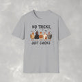 No Tricks Just Chicks, Funny Halloween Chickens in Costumes, Gildan Unisex Softstyle T-Shirt