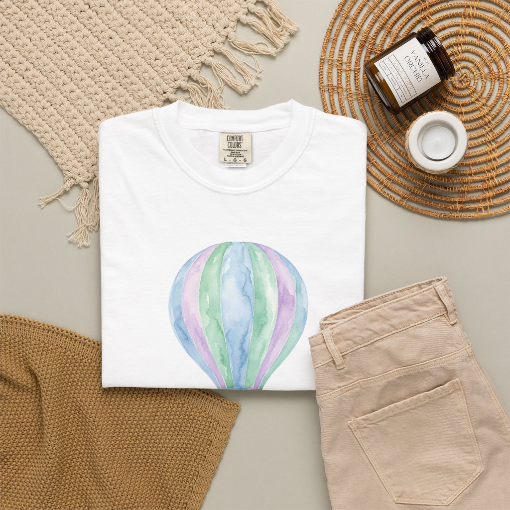 Giraffe Eating Grapes in a Hot Air Balloon, Questionable Concepts Comfort Colors Unisex Garment-Dyed T-shirt