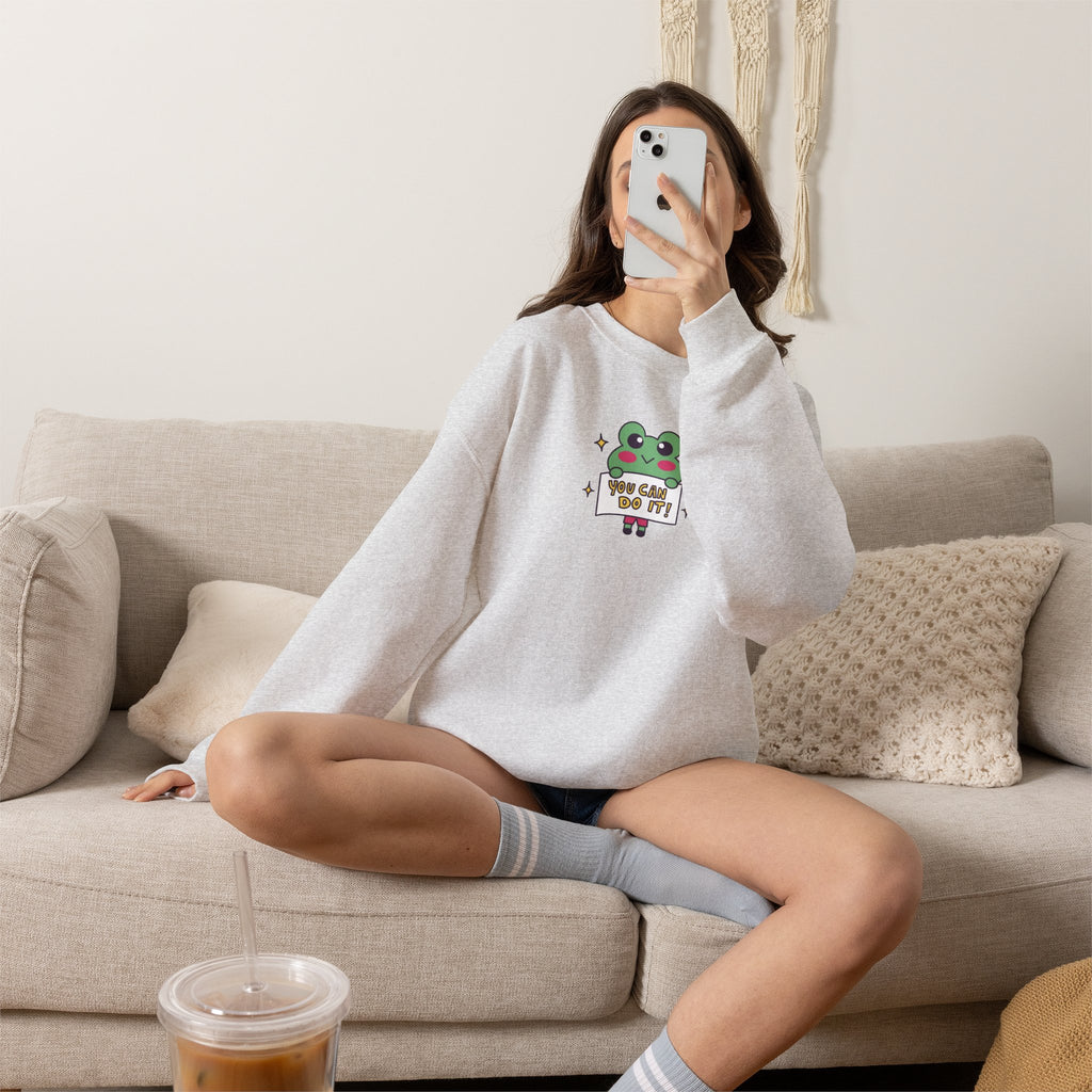 You Can Do It, Cute Motivational Frog Unisex Heavy Blend™ Crewneck Sweatshirt for OT, PT, Speech Therapist