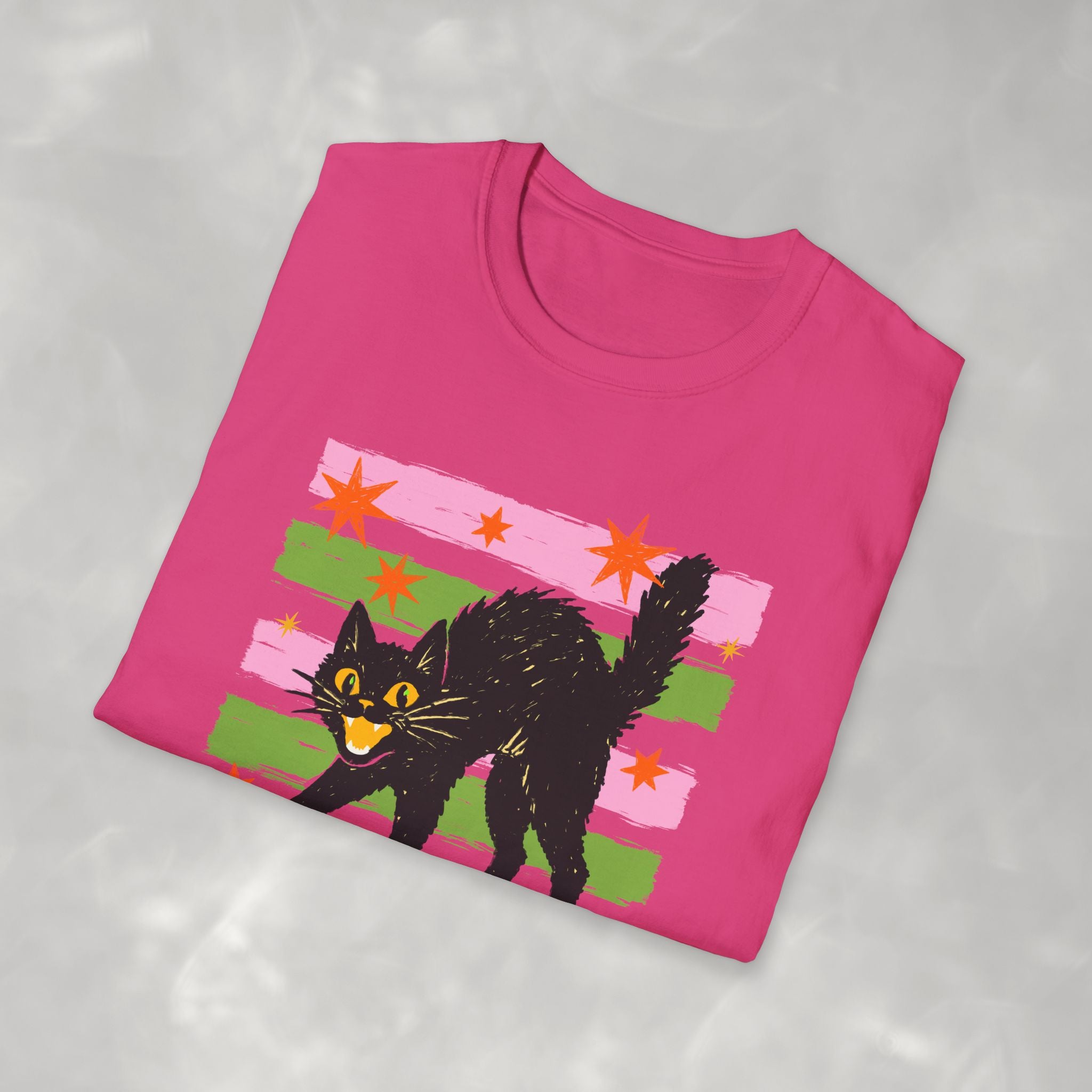 Spooky, Cute Black Cat, Halloween Gildan Unisex Softstyle T-Shirt