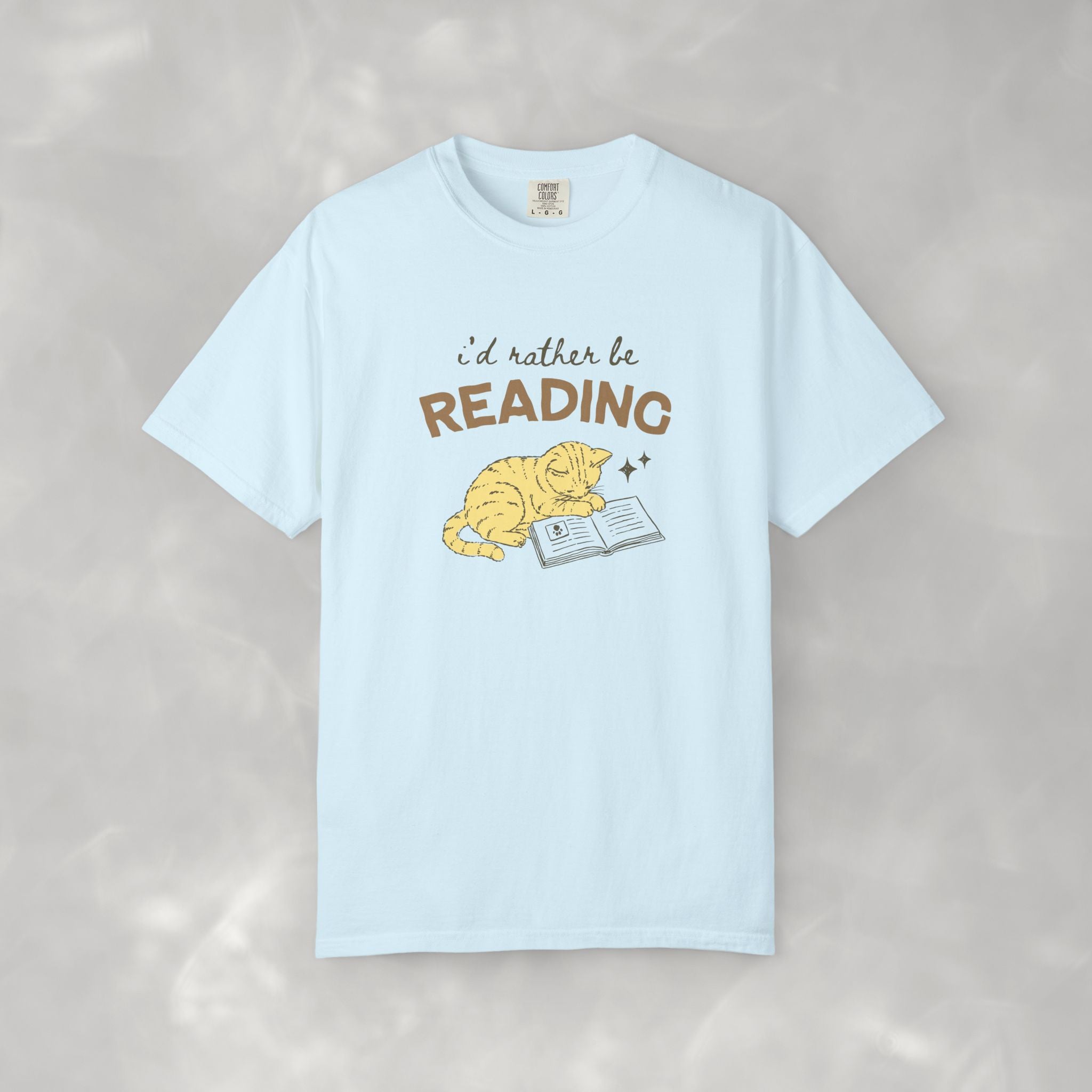I'd Rather Be Reading, Cat Book Lover Comfort Colors Tee