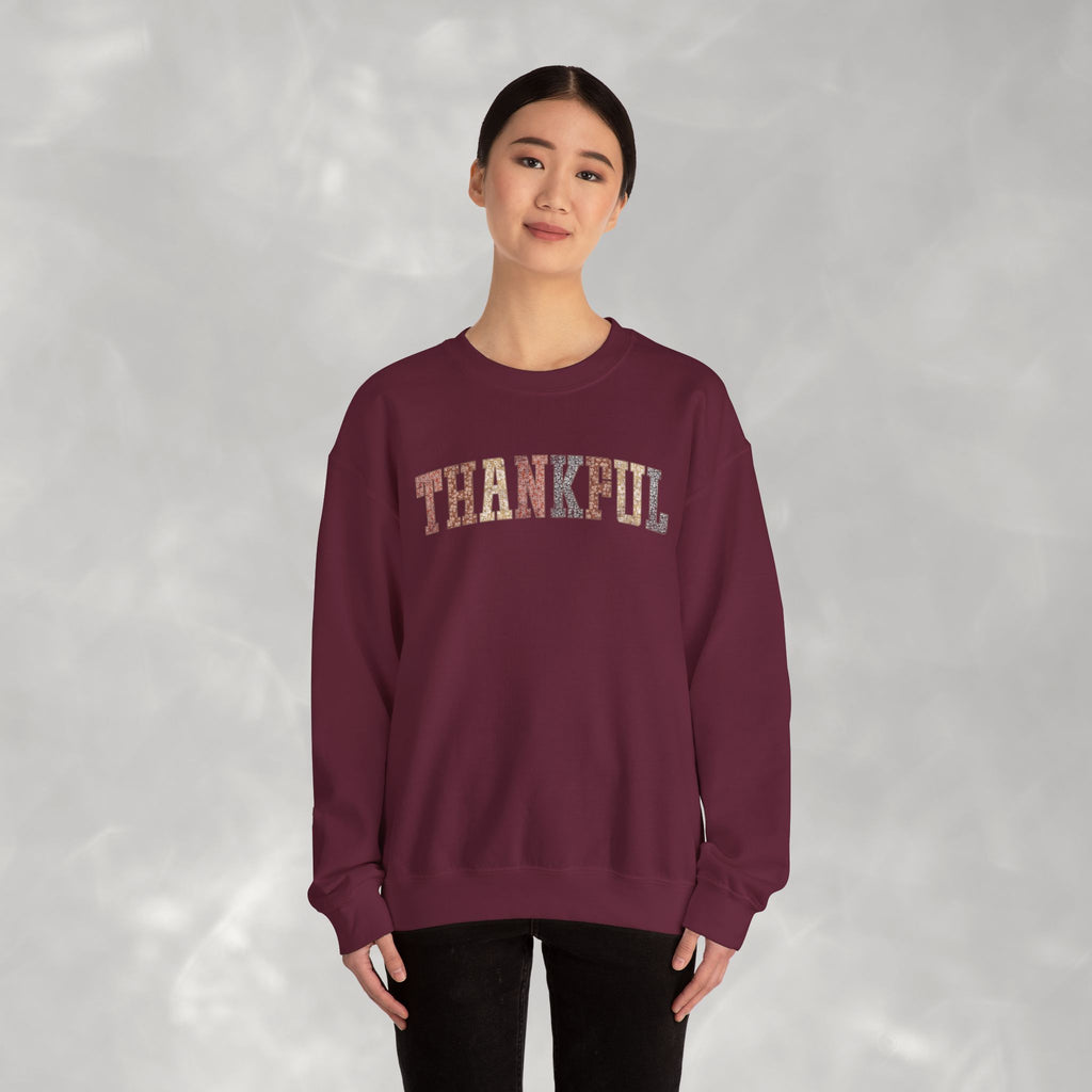 Thankful Cute Boho Trendy Gildan Unisex Heavy Blend™ Crewneck Sweatshirt for Autumn, Fall, Thanksgiving