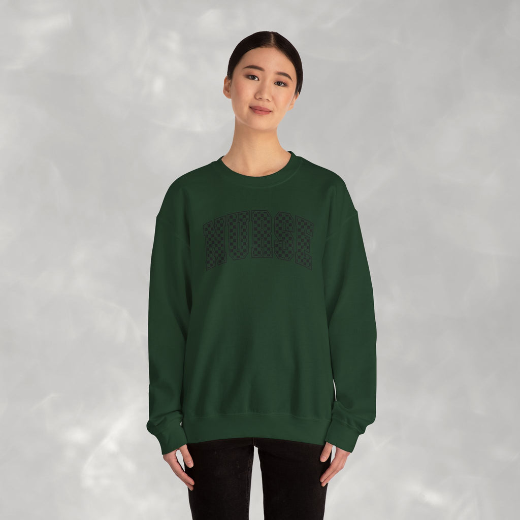 Nurse Checkered Gildan Unisex Heavy Blend™ Crewneck Sweatshirt for RN, LPN, GN, Nursing Students