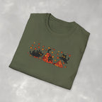 Black Cats Playing in Autum Leaves Gildan Unisex Softstyle T-Shirt